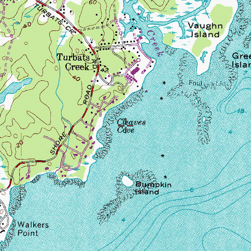 Topographic Map of Cleaves Cove, ME