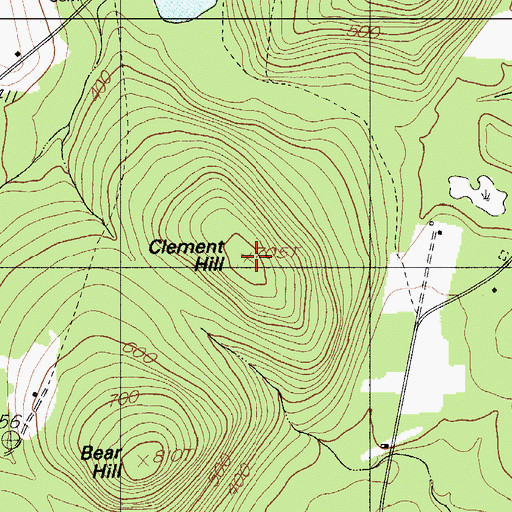 Topographic Map of Clement Hill, ME