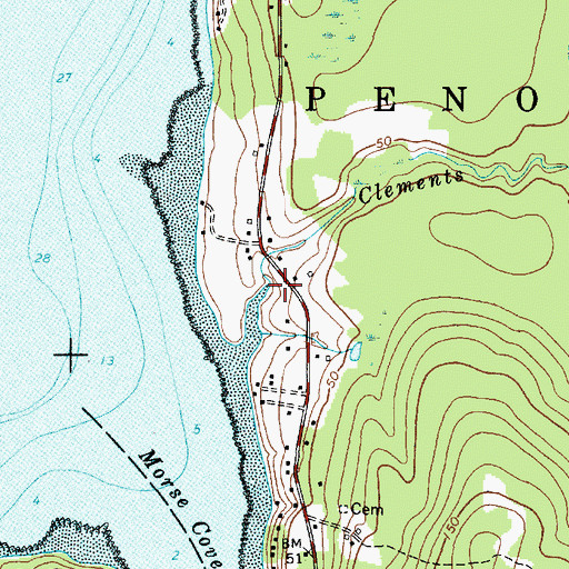 Topographic Map of Clements Brook, ME