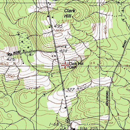 Topographic Map of Clark Hill Cemetery, ME