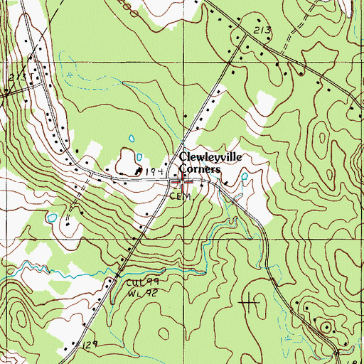Topographic Map of Clewleyville Corners, ME