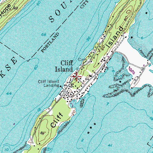 Topographic Map of Cliff Island, ME