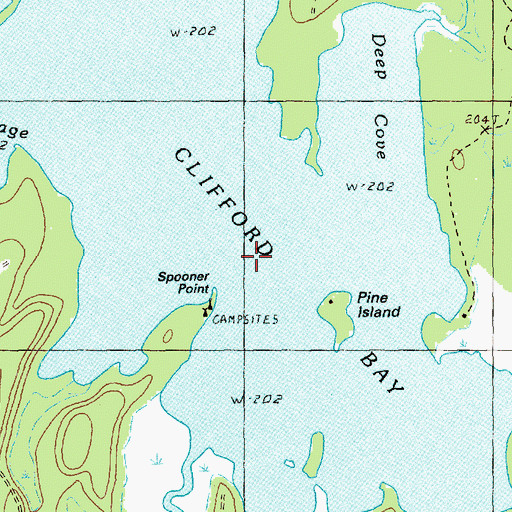 Topographic Map of Clifford Bay, ME