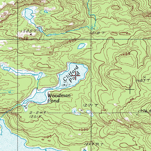 Topographic Map of Clifford Pond, ME