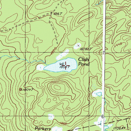 Topographic Map of Clish Pond, ME