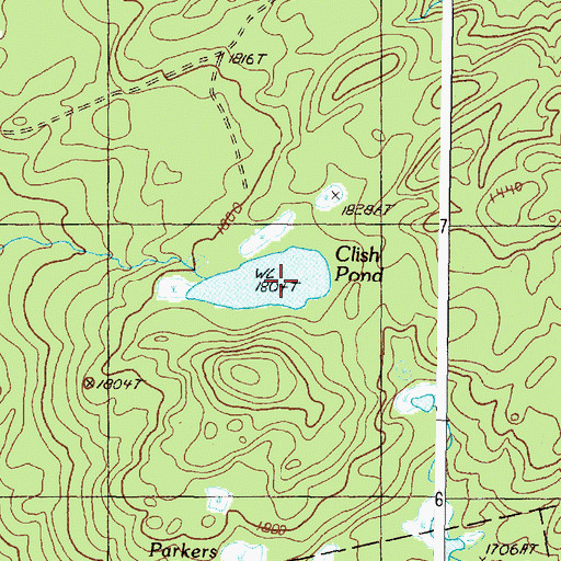 Topographic Map of Clish Pond, ME