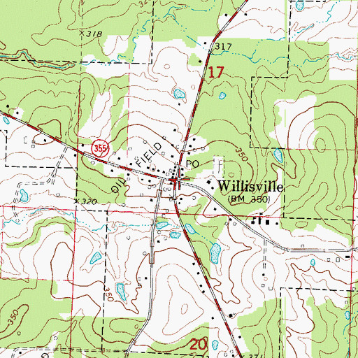 Topographic Map of Willisville, AR