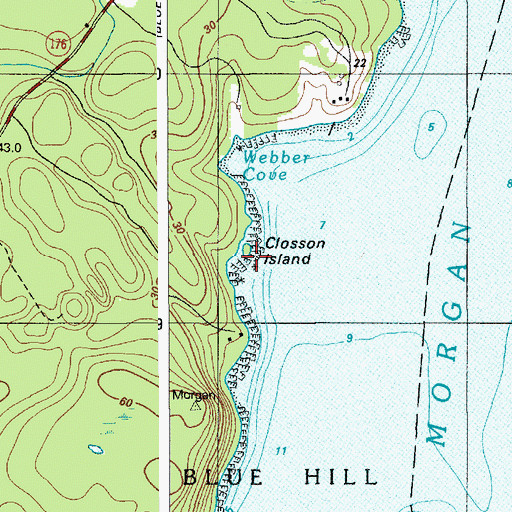 Topographic Map of Closson Point, ME