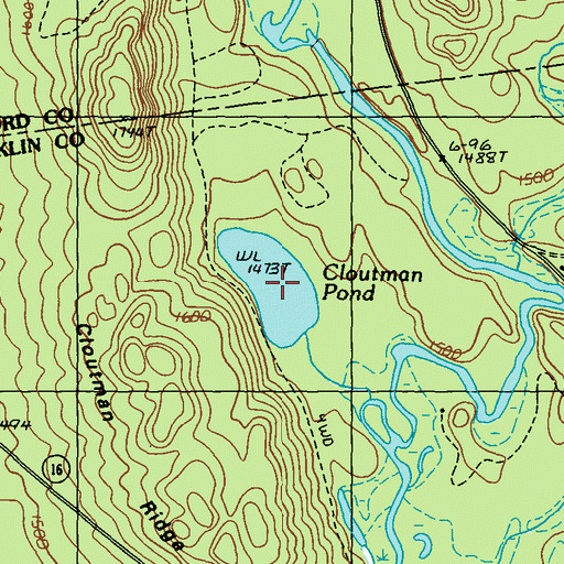 Topographic Map of Cloutman Pond, ME