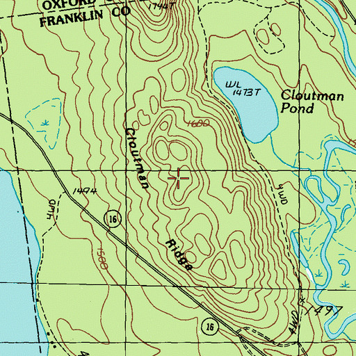 Topographic Map of Cloutman Ridge, ME