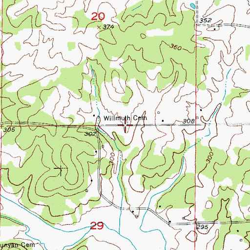 Topographic Map of Willmuth Cemetery, AR