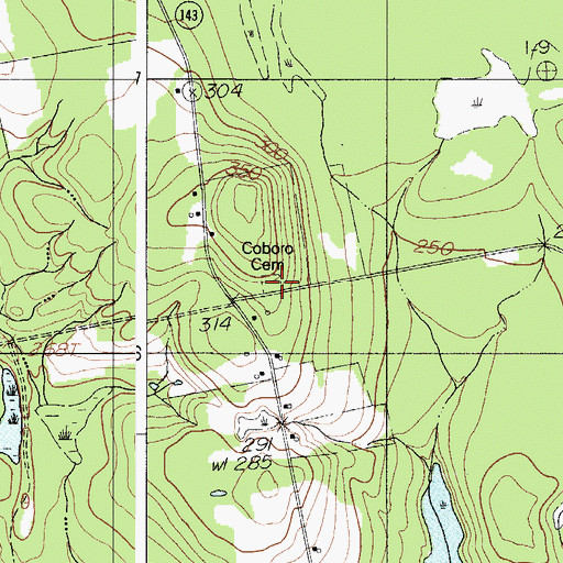 Topographic Map of Coboro Cemetery, ME