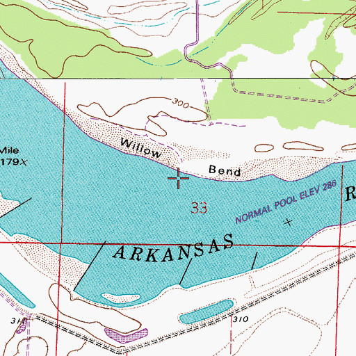 Topographic Map of Willow Bend, AR