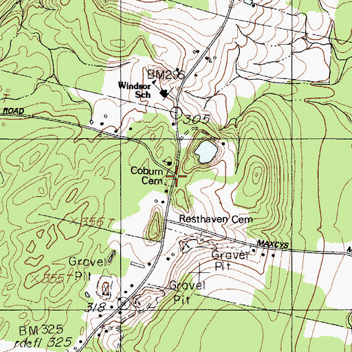 Topographic Map of Coburn Cemetery, ME