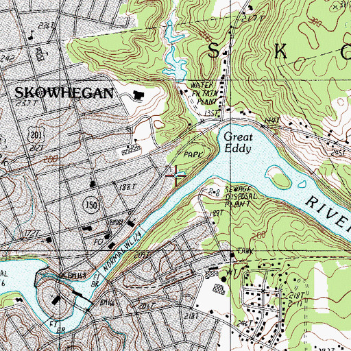 Topographic Map of Coburn Park, ME