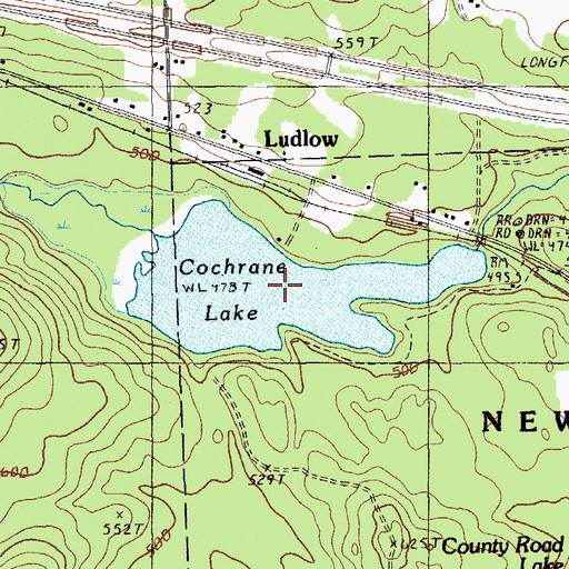 Topographic Map of Cochrane Lake, ME
