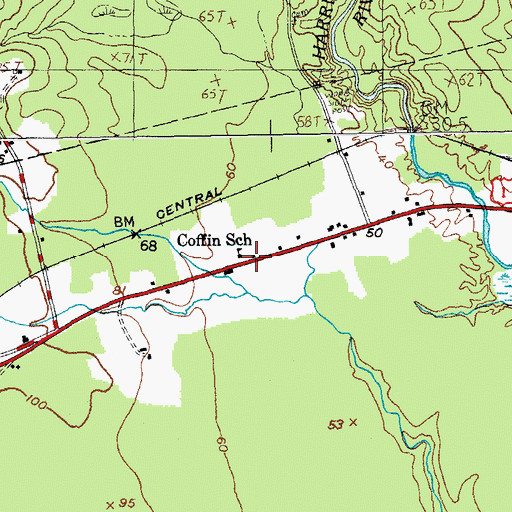 Topographic Map of Coffin School, ME