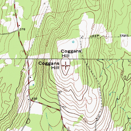 Topographic Map of Coggans Hill, ME