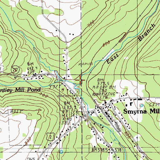 Topographic Map of Cold Brook, ME