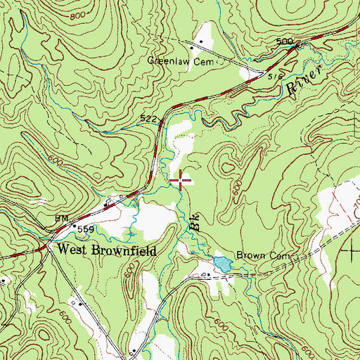 Topographic Map of Cole Brook, ME