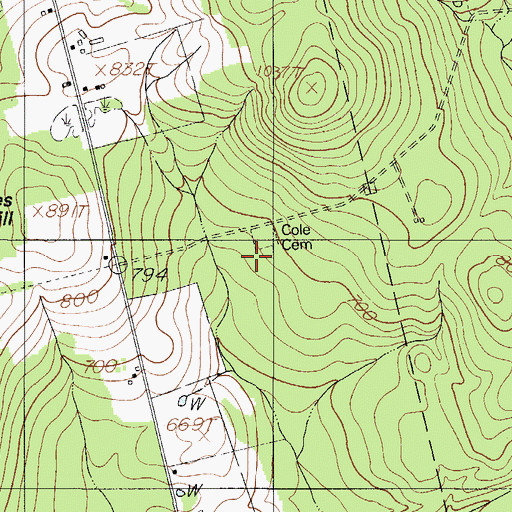 Topographic Map of Cole Cemetery, ME