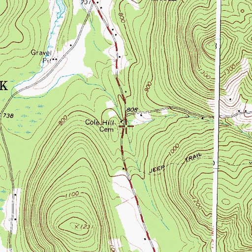 Topographic Map of Cole Hill Cemetery, ME