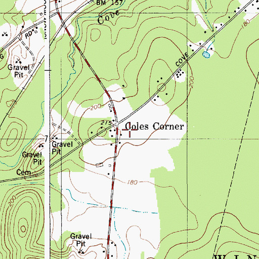 Topographic Map of Coles Corner, ME