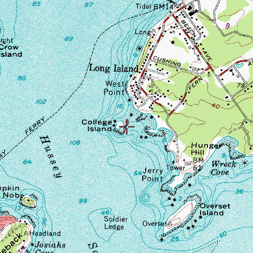 Topographic Map of College Island, ME