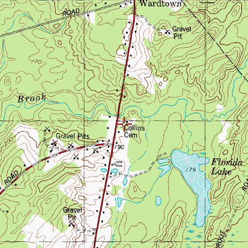 Topographic Map of Collins Cemetery, ME