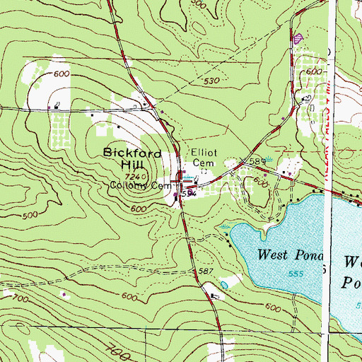 Topographic Map of Collomy Cemetery, ME