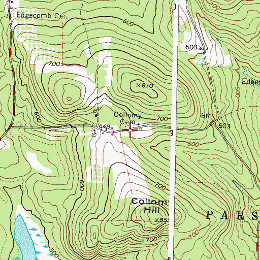 Topographic Map of Collomy Cemetery, ME