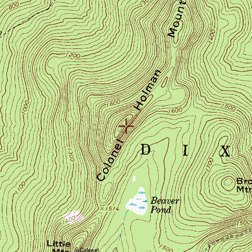 Topographic Map of Colonel Holman Mountain, ME