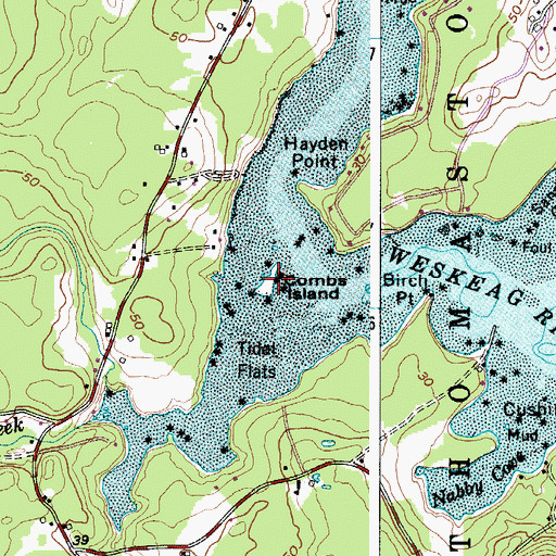 Topographic Map of Combs Island, ME