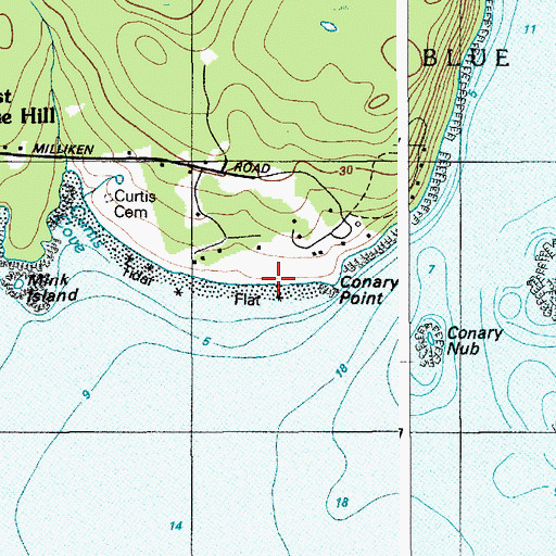 Topographic Map of Conary Point, ME