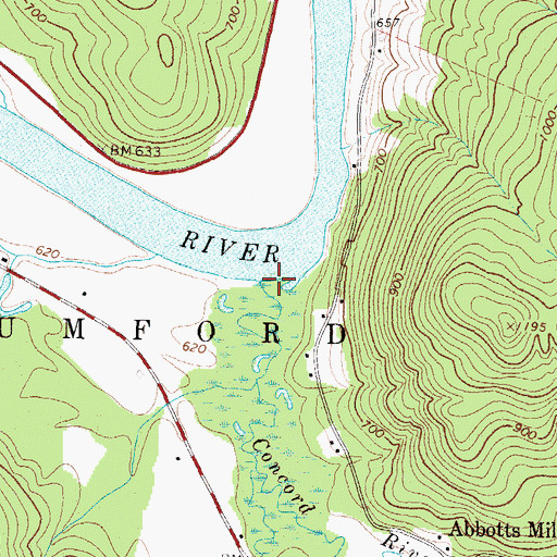 Topographic Map of Concord River, ME
