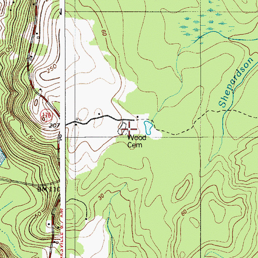 Topographic Map of Wood Cemetery, ME