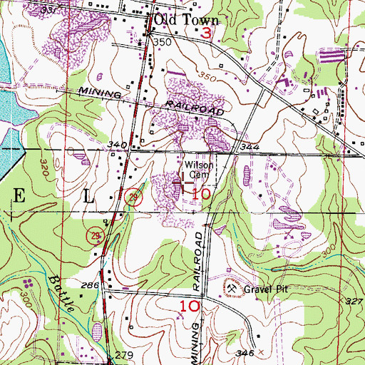 Topographic Map of Wilson Cemetery, AR