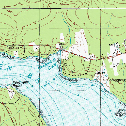 Topographic Map of Contention Cove, ME