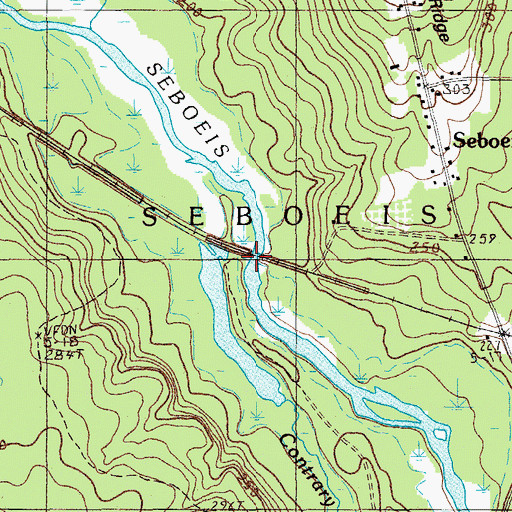 Topographic Map of Contrary Brook, ME