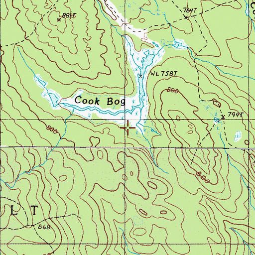 Topographic Map of Cook Bog, ME