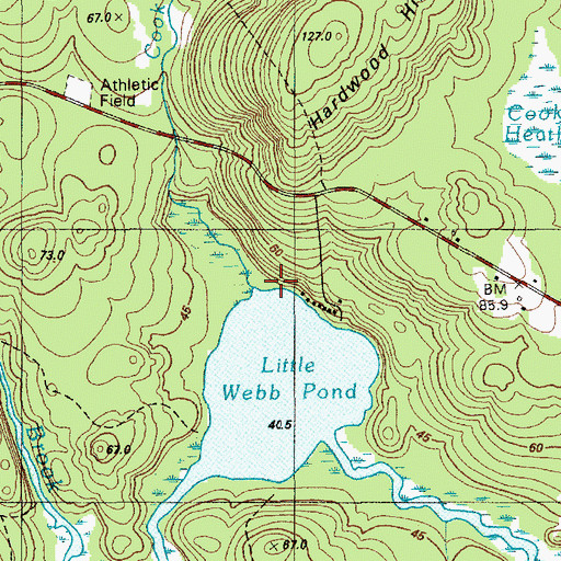 Topographic Map of Cook Brook, ME