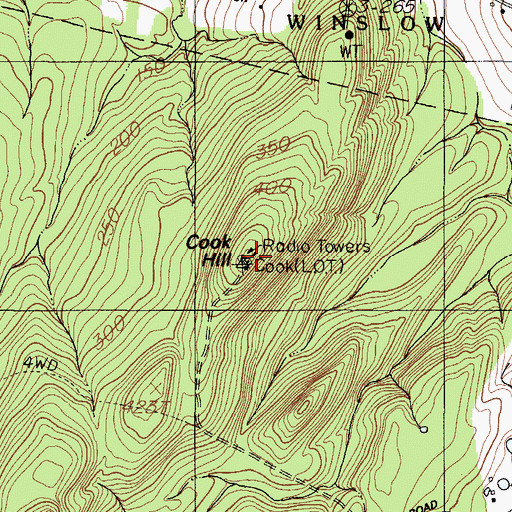 Topographic Map of Cook Hill, ME