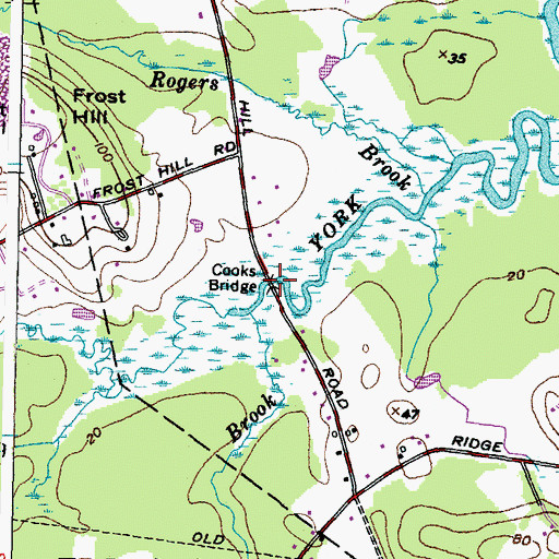 Topographic Map of Cooks Bridge, ME