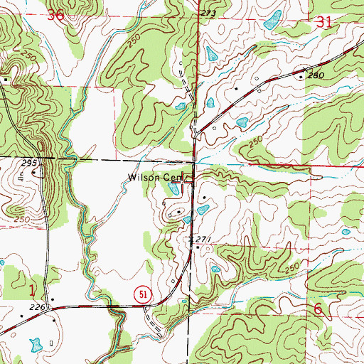 Topographic Map of Wilson Cemetery, AR