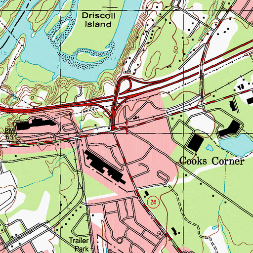 Topographic Map of Cooks Corner, ME