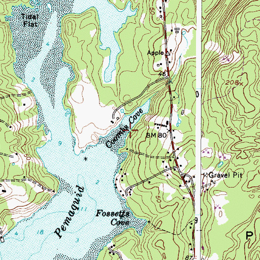 Topographic Map of Coombs Cove, ME
