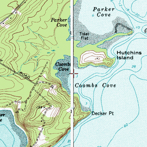 Topographic Map of Coombs Cove, ME