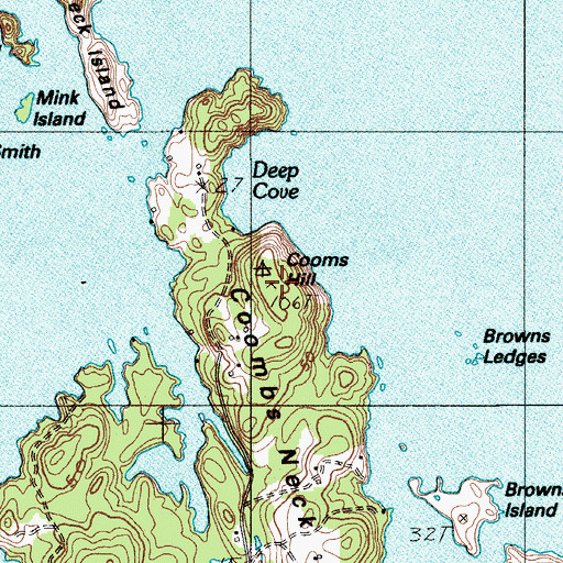 Topographic Map of Cooms Hill, ME