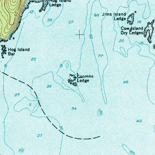Topographic Map of Coombs Ledge, ME