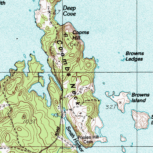 Topographic Map of Coombs Neck, ME